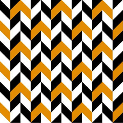 Black, white and orange zigzag ornament print