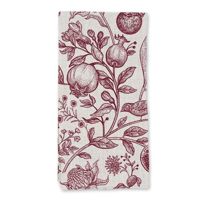 French red flowers, birds and fruits napkin