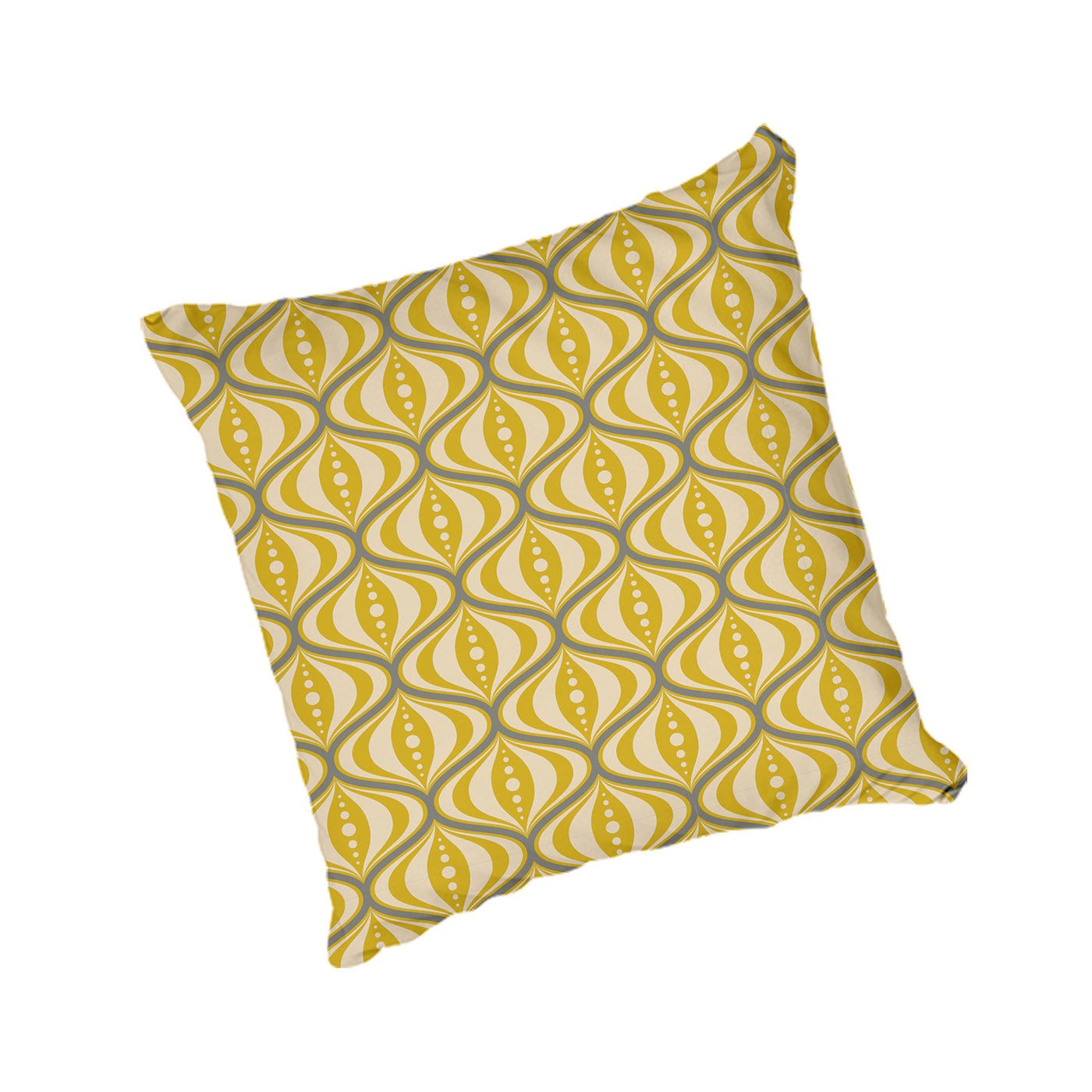 Scatter Cushion  -  Yellow Mid-Century Retro Pattern