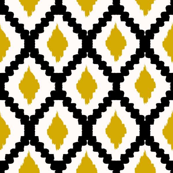 Tribal pattern in black, yellow and cream print
