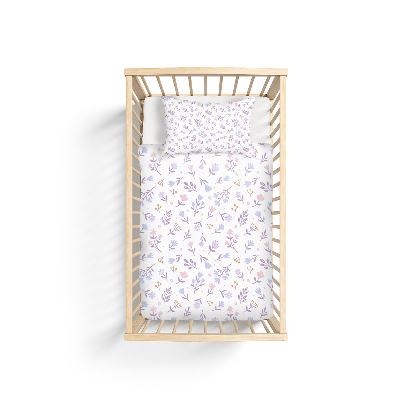 BABY DUVET COVER SET - Pink Illustrated Flowers