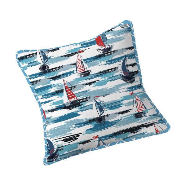 Double sided Scatter Cushion with piping - Summer Boat - LAPERLE